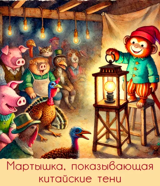 Мартышка, показывающая китайские тени